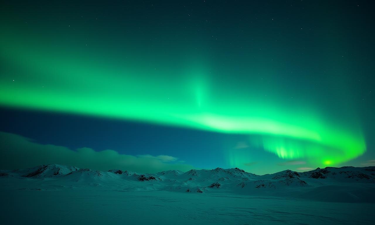 Aurora borealis hijau menari di langit Artik