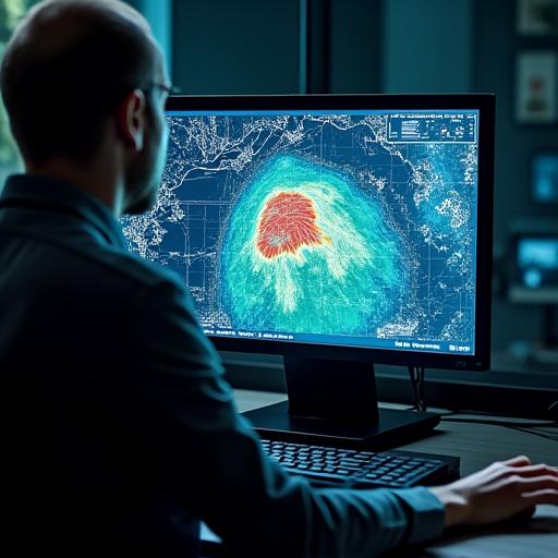 Peta cuaca radar menunjukkan ramalan ribut